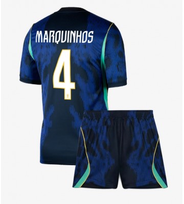 Brasilien Marquinhos #4 Udebanetrøje Børn VM 2026 Kortærmet (+ Korte bukser)